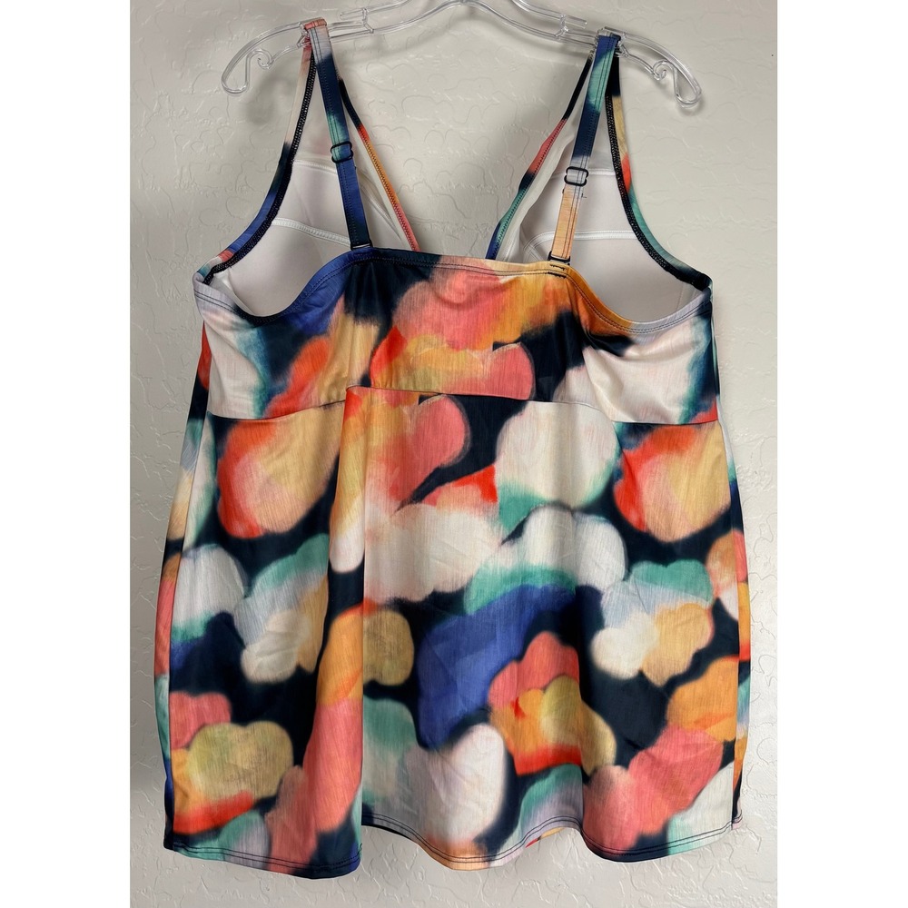 Cacique Swim Lightly Lined Plunge Balconette Tankini Top Multicolor 44DD 2101 - Picture 2 of 6